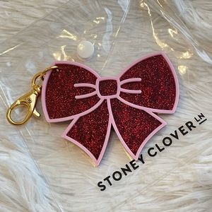 Stoney Clover Lane Red Glitter Bow Keychain